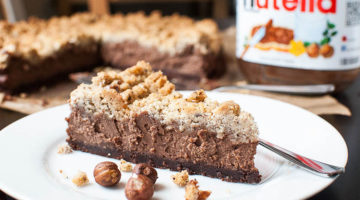 Nutella-Schoko-Käsekuchen mit Haselnuss-Streuseln