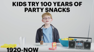 Kinder probieren Party Snacks der letzten 100 Jahre