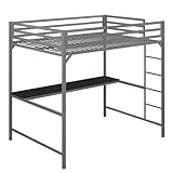 DHP Miles Metal Loft Bed w/Desk Silver Double