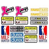 Lustige Motorrad Aufkleber Fun Tube Brazzers Youporn Faketaxi Fun Milf – 16-teiliges Set –...